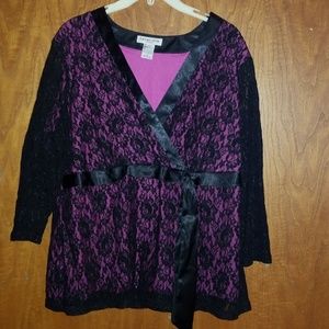 Pink with black lace fashion shirt